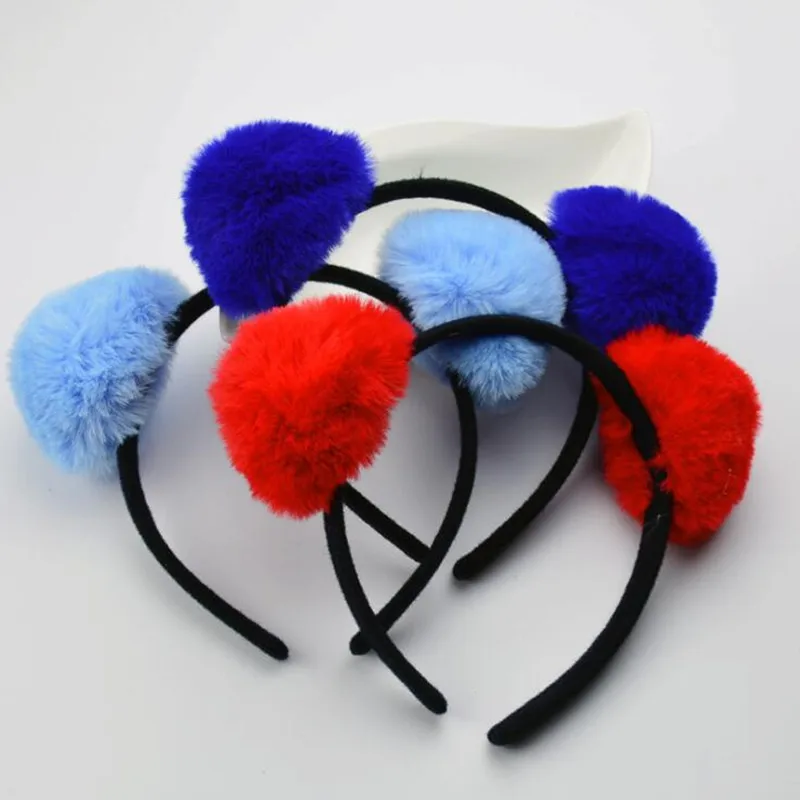 20pcs Adult Children Colorful Fluffy Plush Cat Animal Panda Ear Headband Headdress  Party  Decoration Birthday Cosplay Christmas