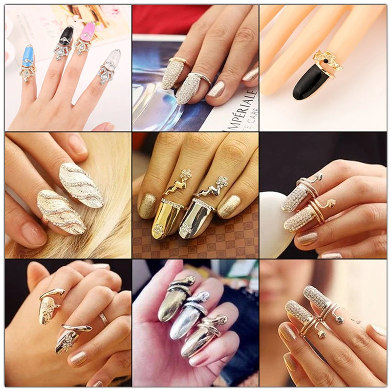 Korean Love Long Rings for Women Accessories Rhinestone Leaf Enamel Red White Black Nail Rings Fashion Cute Girl Friendship Gift