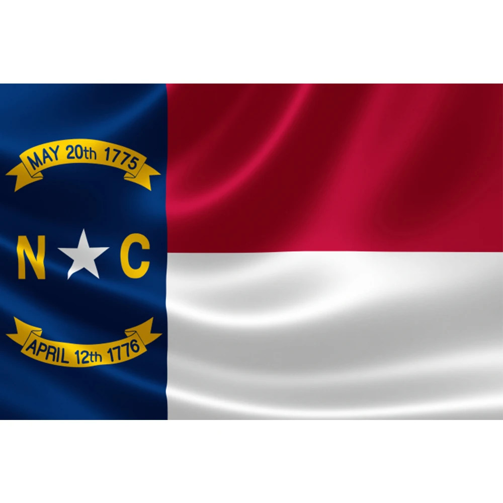 North Carolina State Flag, 3x5ft Banner, 100D, 150X90cm, Polyester, Brass Grommets, Custom Flag