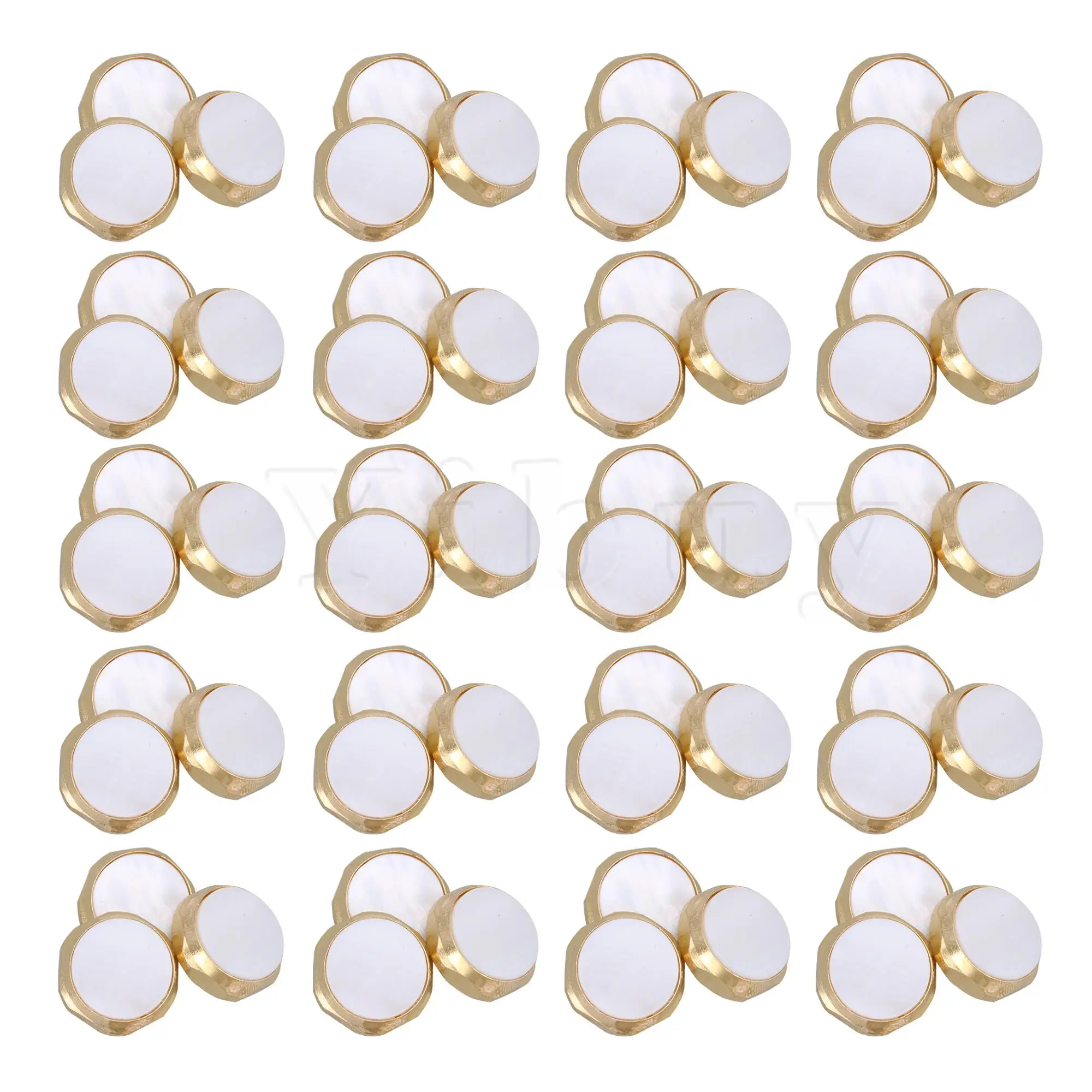 

Yibuy 60 Pieces Golden Trumpet Finger Buttons Zinc Alloy w/ White Shell Inlays