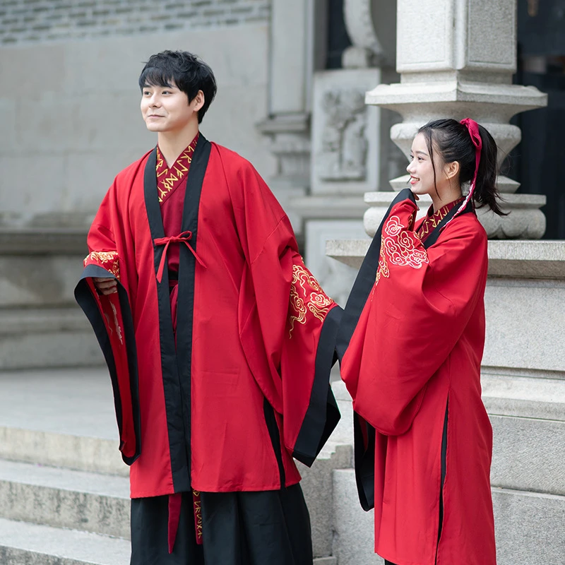 Hanfu จีนคู่โบราณ Vintage Robe Deluxe ชุดราตรีชุดผู้ใหญ่ Halloween Cosplay เครื่องแต่งกายสำหรับ Men & Women 2XL