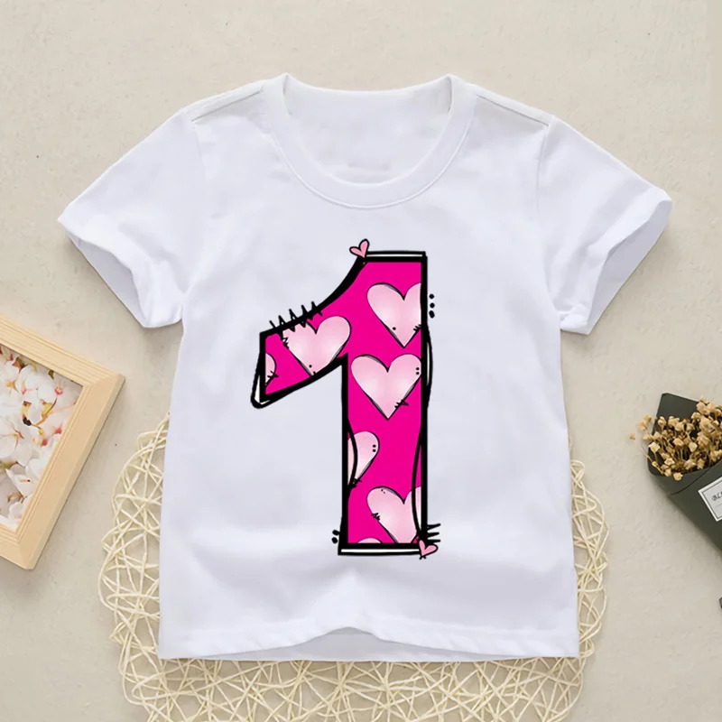 Baby Digital Clothes Number 1-9 Letter Print Boys/Girls T shirt Kids Happy Birthday Gift Funny Print Cartoon T-shirt,YKP009