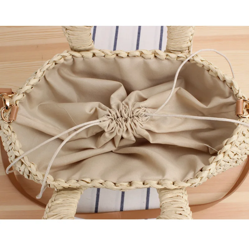 Bolso cruzado de paja de doble uso para mujer, bolsa tejida a mano de estilo Natural para vacaciones de verano, 35x37CM, a7150