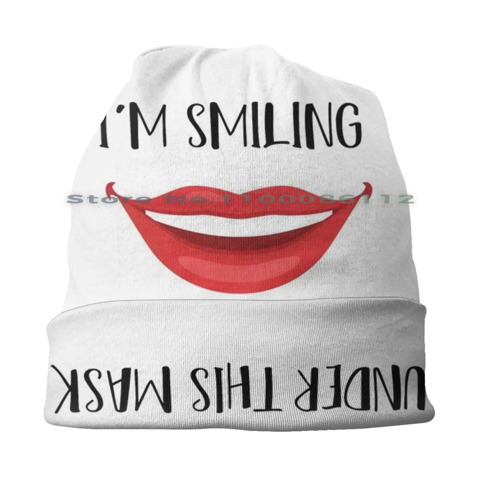 I'm Smiling Under This Mask Beanies Knit Hat Fun Nurse Saying Im Smiling Under This Mask Gift For Mom Present Smiling Quote