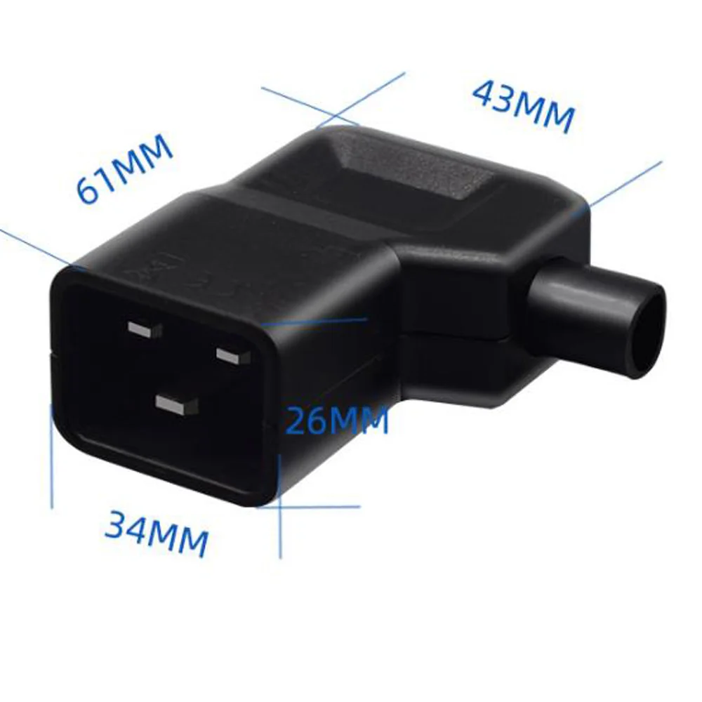 Rechte elleboog zwarte koperen 16A 250V IEC320-C19 C20 mannelijke vrouwelijke geassembleerde bekabeling voedingsstekker stopcontact PDU UPS chassis serverstekker