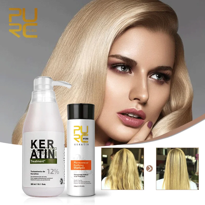 

PURC Brazil Keratin Hair Treatment Purifying Shampoo Set Straightening Smoothing Repair Damaged Frizzy Professional Hair Care