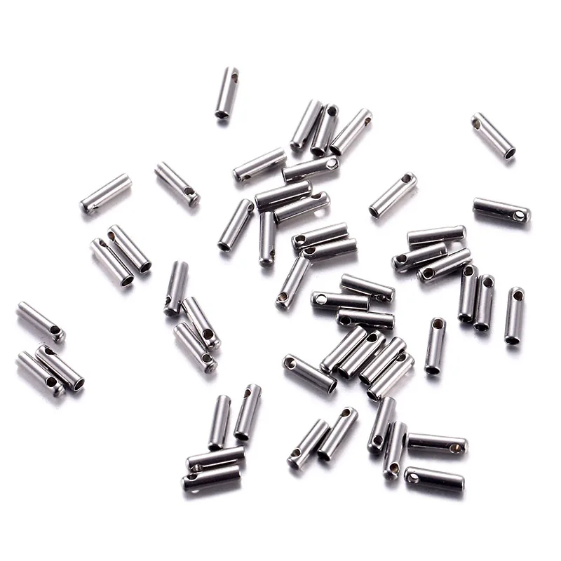 100Pcs/lot Wholesale Stainless Steel Leather Cord Cap End Caps For Jewelry DIY Making Link Chain Accessories