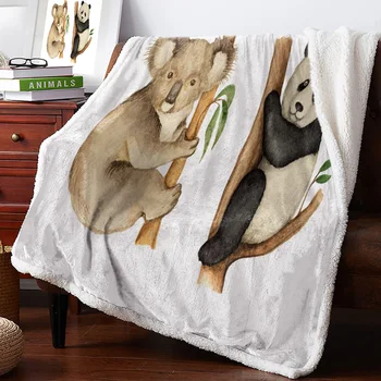 Animal Koala Panda big tree leaves warm soft blanket office sofa plush blanket bedspreads quilt drop ship