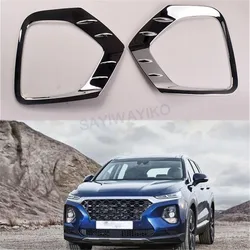 For Hyundai Santafe Santa fe 2019 ABS Chrome Front Rear Foglight Fog Light Lamp Cover Trim Frame Sticker Exterior Accessories