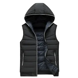 Plus Size M-6XL 2 In 1 Sleeveless Jackets Men Reversible Cotton Down Padded Vest Thicken Waistcoat Man Reversible Parkas VT-276
