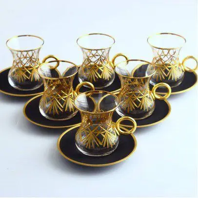 DOLBOVIPaşabahçe Decorated Tea cup Pad, 6 Personality-Jasmine Gold mug кружка coffee cup cup اكواب قهوه tazas