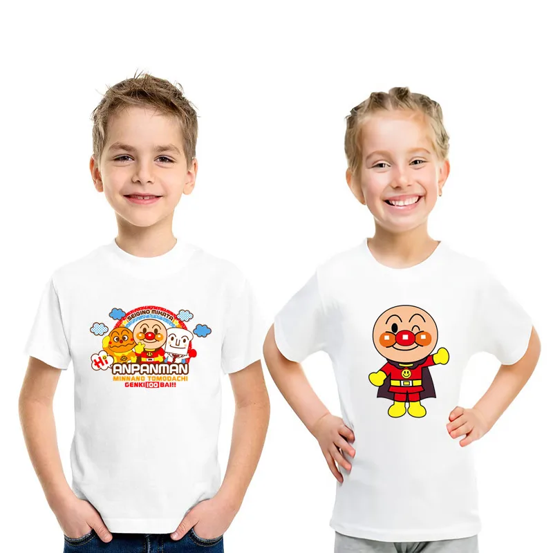 귀여운 Anpanman 및 Baikinman 프린트 만화 티셔츠, 재미있는 캐주얼 아기 소녀 옷, 여름 어린이 티셔츠, 어린이 상의, HKP5254