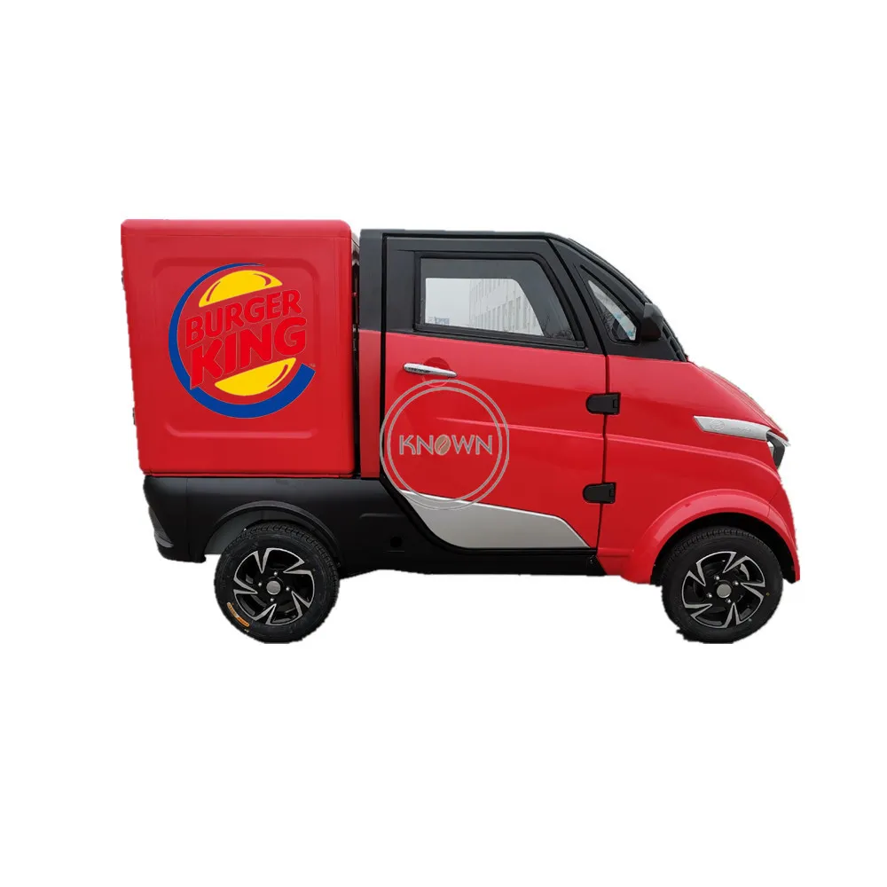 Red Color 4 Wheel Electric Vehicle Fast Food Truck Chicken Shop Takeaway Cargo Car Mobile Food Cart For Sale