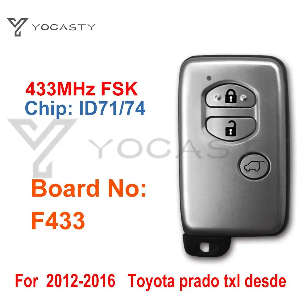 

YOCASTY 3 Buttons Board No ID74-WD04 Chip Sliver Keyless Go Entry Remote Car Key For Toyota Prado Venza 89904-73020 B74EA 433MHz