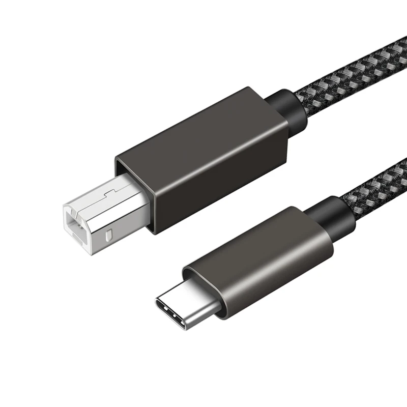 Кабель для принтера с USB C на USB B 2,0, кабель для принтера в оплетке, шнур для сканера для MacBook Pro Air Epson HP Canon Brother Samsung, сканер для принтера