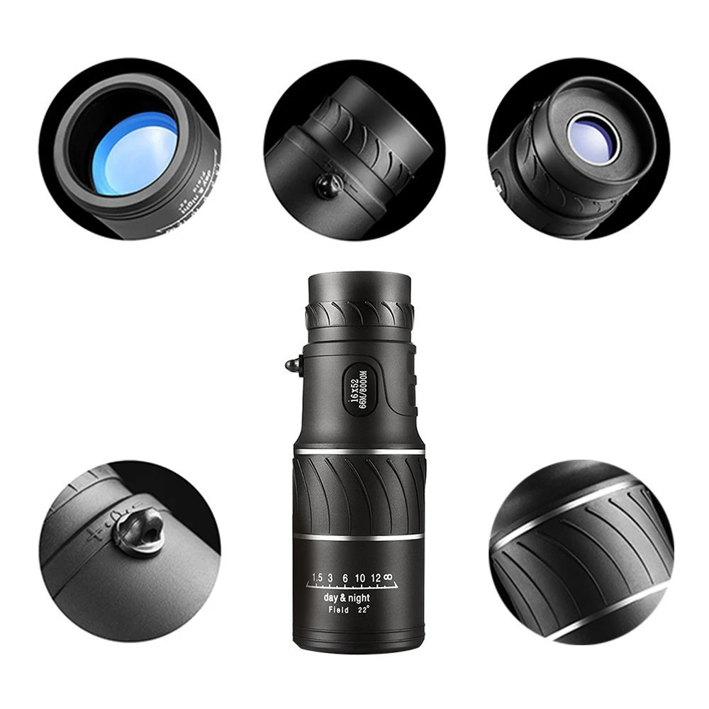 Portable Outdoor 16X52 HD Monocular Telescope Hunting Spotting Handheld For Tourism Sightseeing Concerts Fishing Sailing