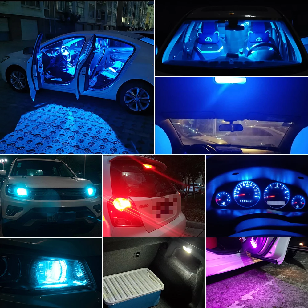 10pcs/Pack W5W 194 T10 Glass Housing Cob LED Car bulb 3000K 6000K White Blue Red Wedge License Plate Lamp Dome Light