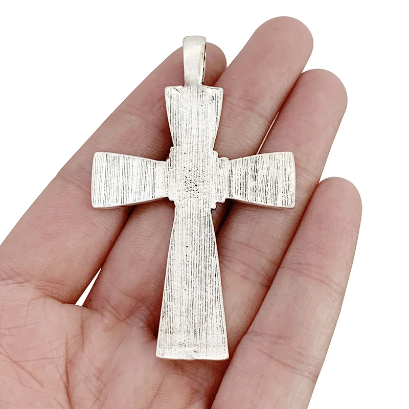 ZXZ 2pcs Tibetan Silver Large CRUCIFIX CROSS CROSSES Charms Pendants for Necklace Jewelry Making Findings 69x42mm