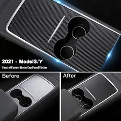2Pcs Car Center Control Panel Protective Patch For Tesla Model 3 Y 2021 Carbon Fibre Car Sticker Interior Accessories