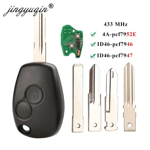 Jingyuqin 2BTN clé à distance pour Renault Duster Modus Clio 3 Twingo DACIA Logan Sandero Kangoo 433MHz PCF7946 PCF7947 pcf7952E puce