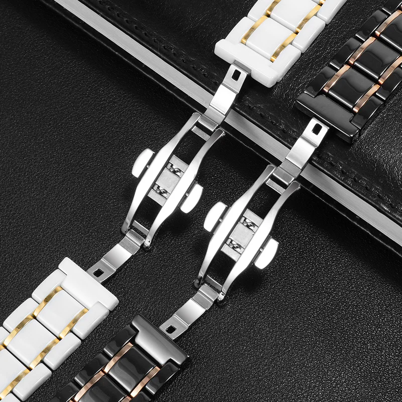 Ceramic +Fine steel watchband 13 14 15 16 17 18 19 20 21 22 23 24mm luxury watch chain for male and female bracelet Gift tool