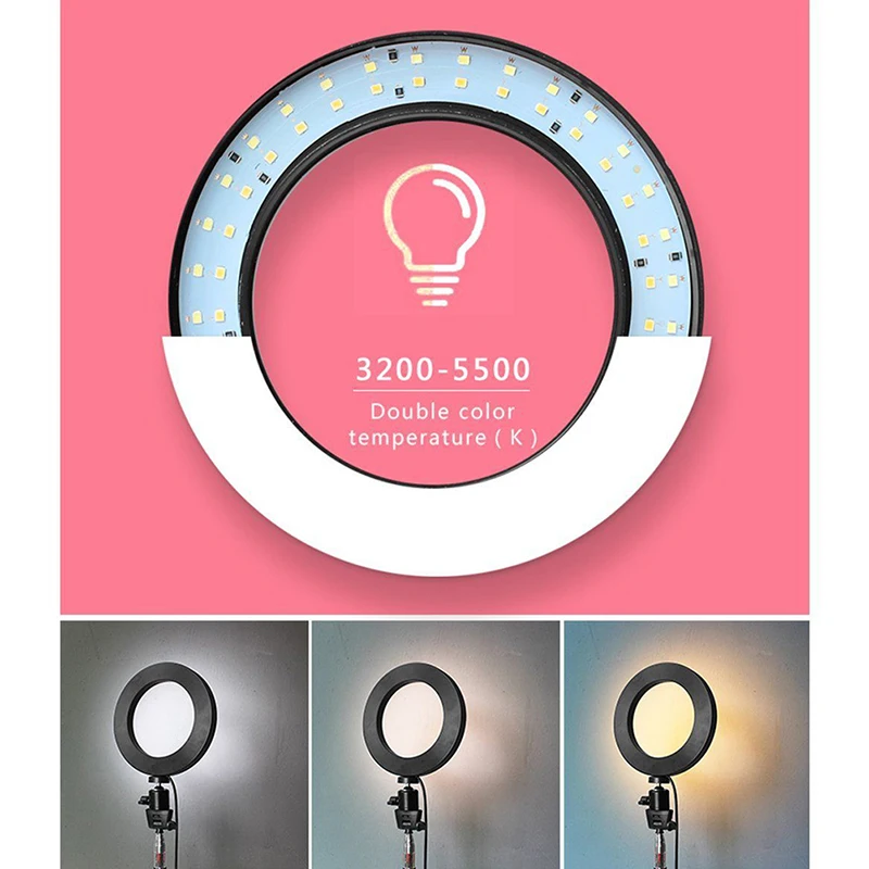 6" LED Ring Light Dimmable USB 5500K Fill Lamp Photography Phone Video Live