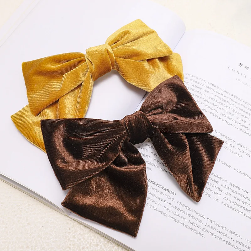 2020 Velvet Barrettes 2 Level Big Bow Pearl Hair Clip Korean Ponytail Clip Hairgrips For Women Autumn And Winter Hair Accessorie