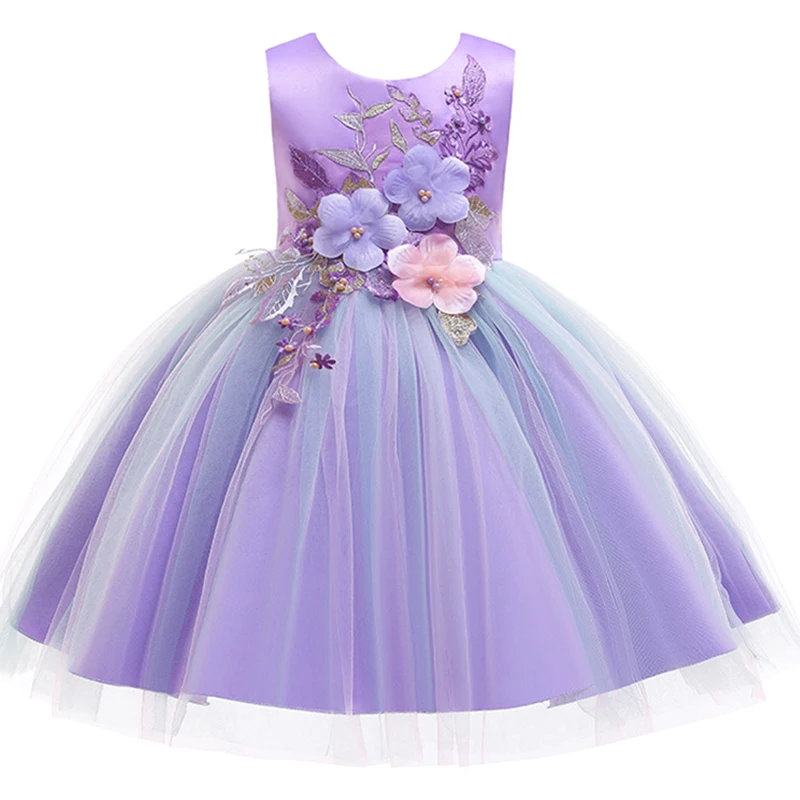 Vestido de fiesta de flores de princesa para niñas, vestido elegante de boda con tutú, Vestidos de Navidad, disfraz, ropa para niños