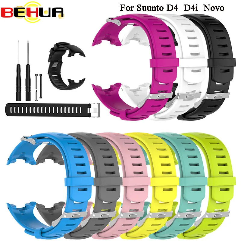 BEHUA سوار ذكي استبدال سيليكون حزام ل SUUNTO D4 D4i نوفو الغوص ساعة معصمه مع مفك البراغي أداة الفرقة Correa