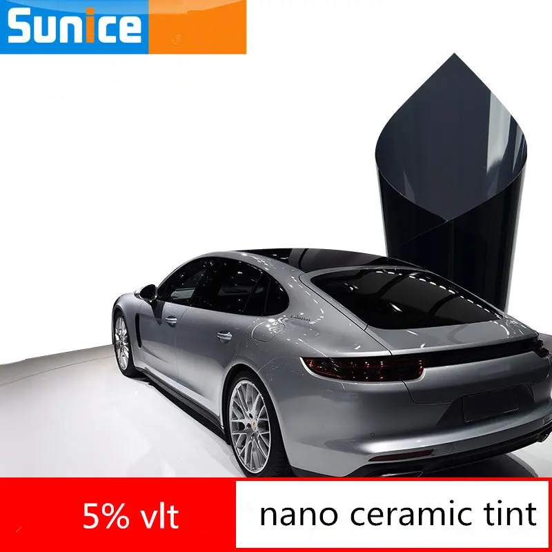 

SUNICE 5x100ft Whole Roll Solar Tint Film 5%/35%VLT Black Window Tint Home Tinting Film Self-adhesive Vinyl 2 ply Car Tint