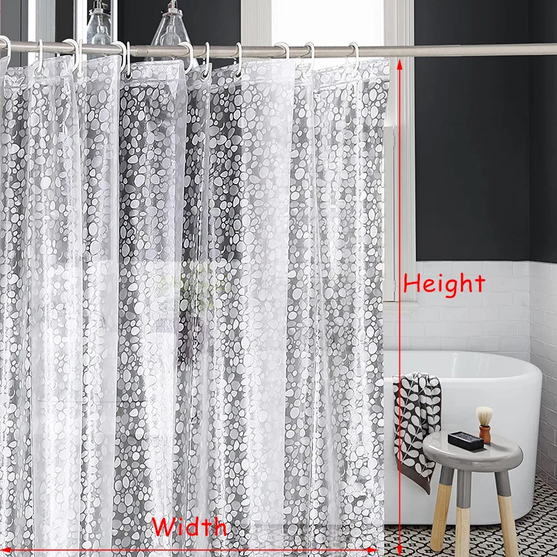 3D Shower Curtain Waterproof Mildew EVA Bath Curtains Modern Cobblestone Pattern Translucent Bathroom Curtain With Hooks