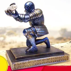 Executive Knight Pen Holder with Helmet, Bronze Statue, Home Decoration, Wearing Armor, Hero Knight Pen Holder, Ornaments