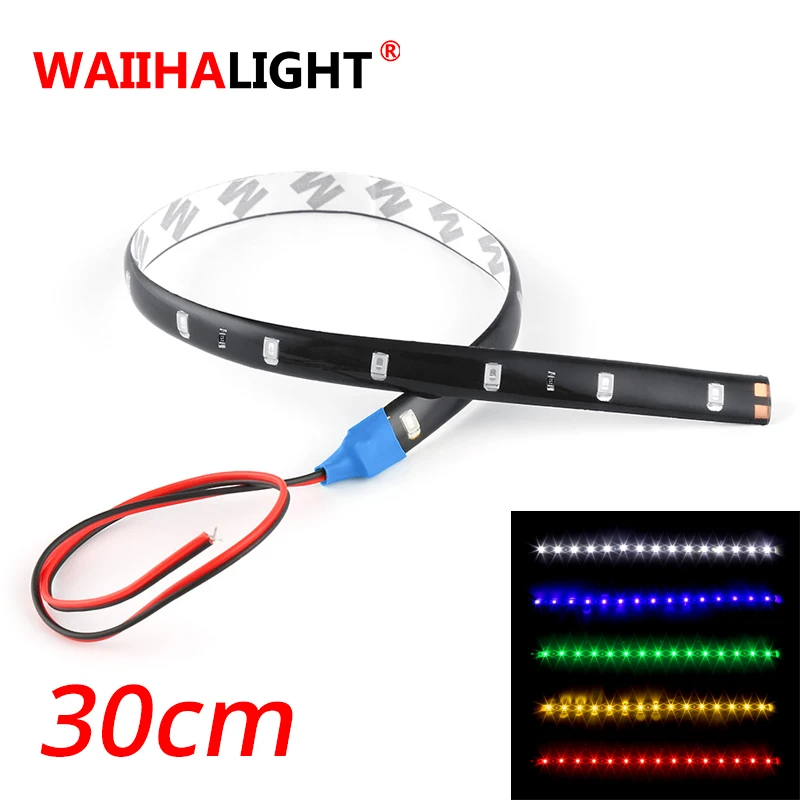 1PCS 30CM Car LED Strip Light Waterproof Flexible DRL Motorcycle Decor Red Green Blue White Yellow Pink Decor Stickers Lamp