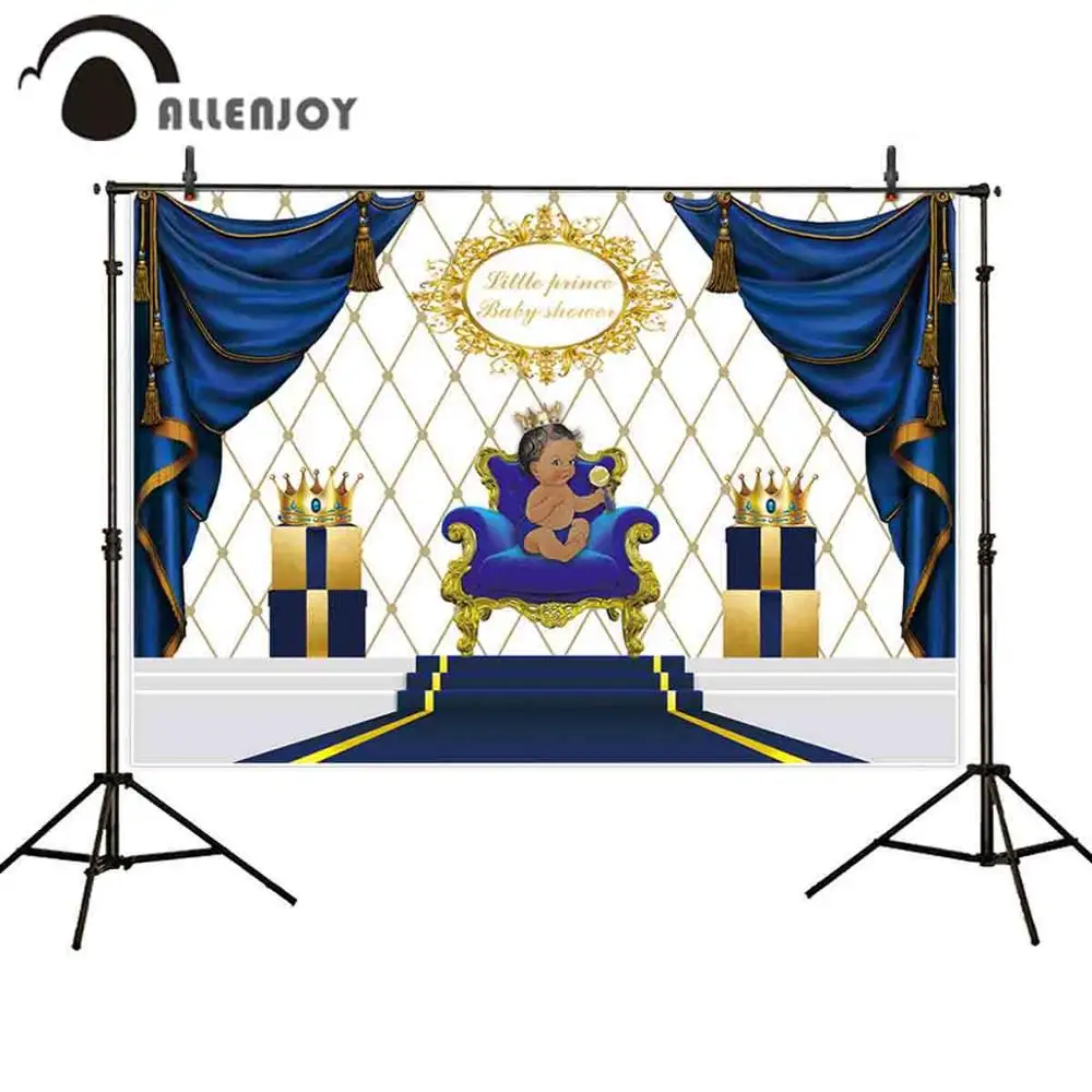 Allenjoy-telones de fondo para fotografía, cortina de celosía para Baby shower, príncipe, silla, corona, Cumpleaños de Niños