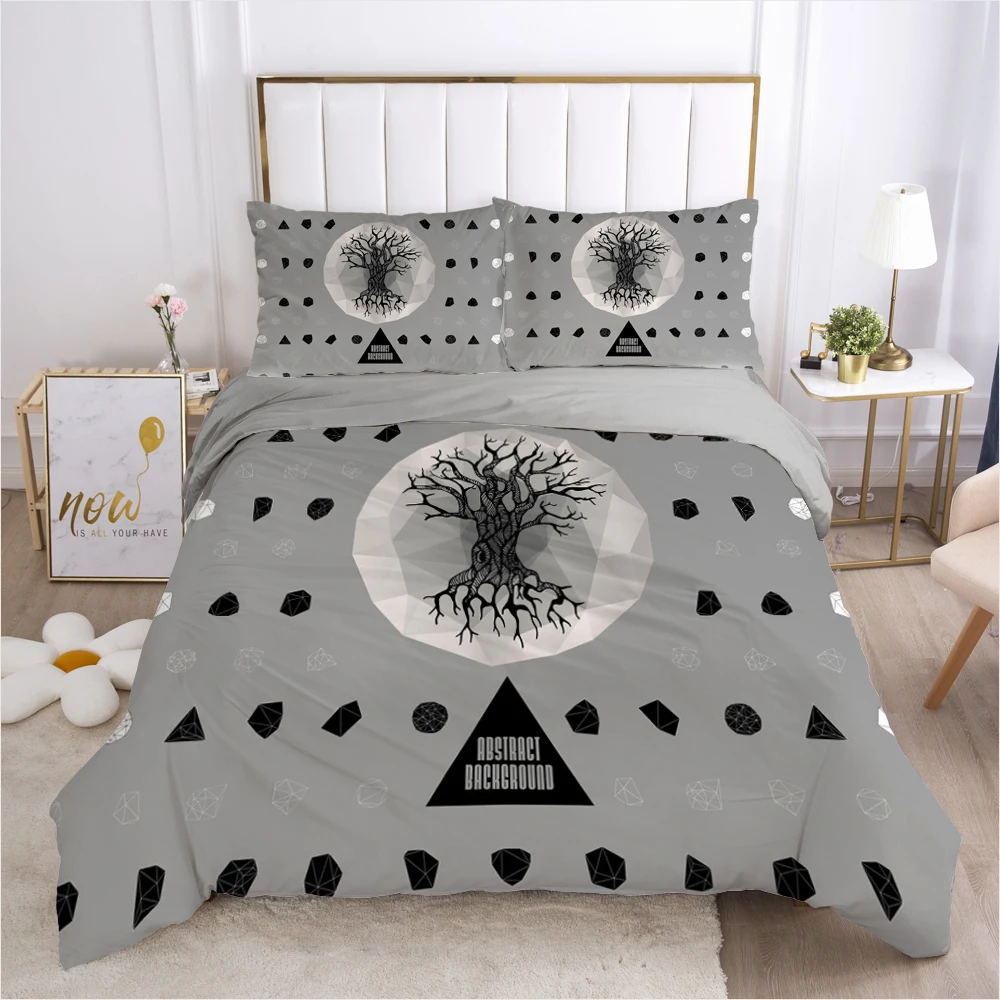 3D HD Luxury Bedding Set Comforter Duvet Cover Pillowcases Bed Set Single/Double/Queen/King Size Black And White Magic