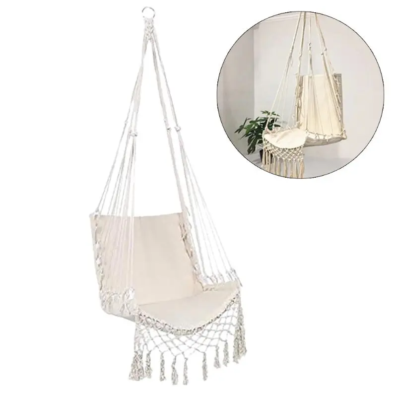 Hammock Chair Macrame Swing  Hanging Cotton Rope Hammock Swing Chair for Indoor and Outdoor Use