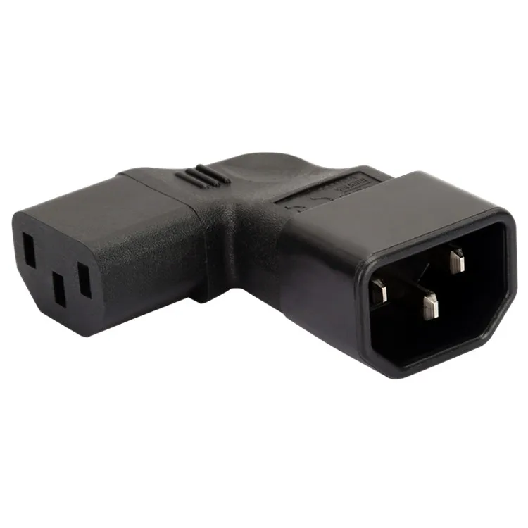 Adaptador iec 320 c14 a c13, adaptador ac de ângulo reto e esquerdo com 3 polos iec 320, 3 pinos, macho para fêmea, extensão de 90 graus, conversor ac
