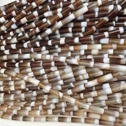 24pcs/lot Natural Stone Brown white Beads Cylindrical stripe Agates Beads for Making DIY Jewelry Pendant Necklace Size 8x20mm