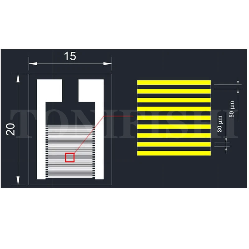 5pcs 80μm fully transparent ITO conductive glass interdigital electrode capacitance array gas biosensor photoelectric detection