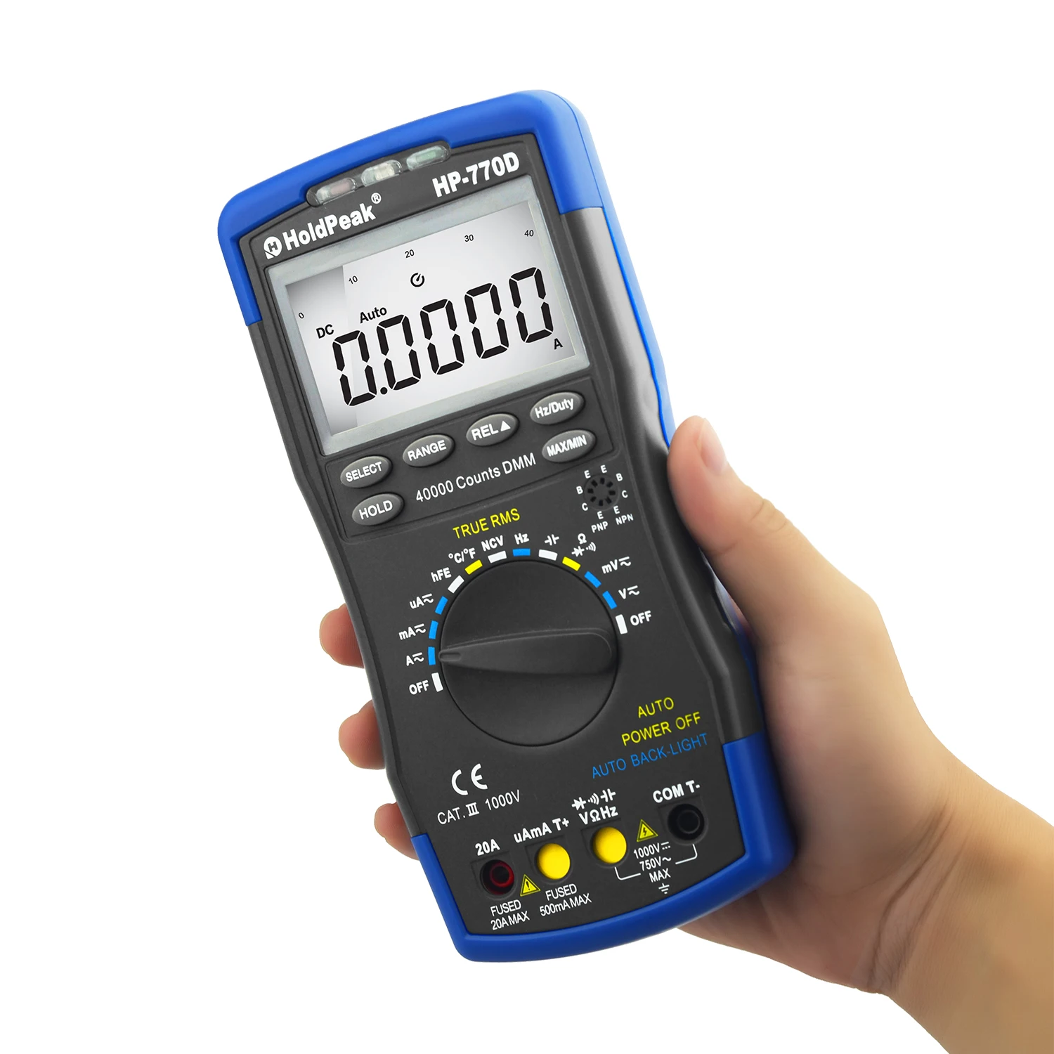 HoldPeak HP-770D True RMS cyfrowy multimetr Auto zakres Multimetro 40000 zlicza pomiar Ohm Volt Amp kondensator Tester
