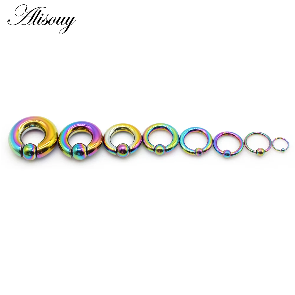 Alisouy 1pc Big Stainless Steel Captive Hoop BCR Eyebrow Tragus Closure Nipple Bar Lips Nose Rings Ear Piercing Body Jewelry view 5