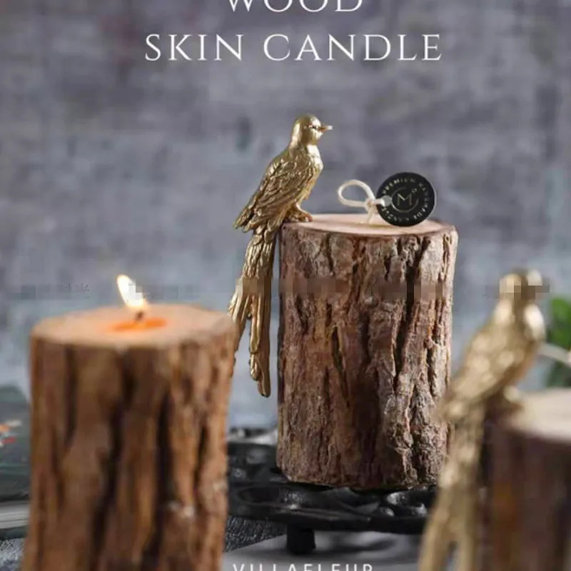 Simulation tree bark texture candle mold handmade candle making Stump flower pot wax mould Bark candle silicone mold