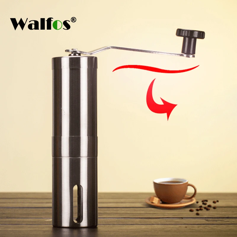 

WALFOS Silver Manual Coffee Grinder 304 Stainless Steel Hand Coffee Bean Mill Crusher Herb Grinder Rustproof Corrosion Resistant