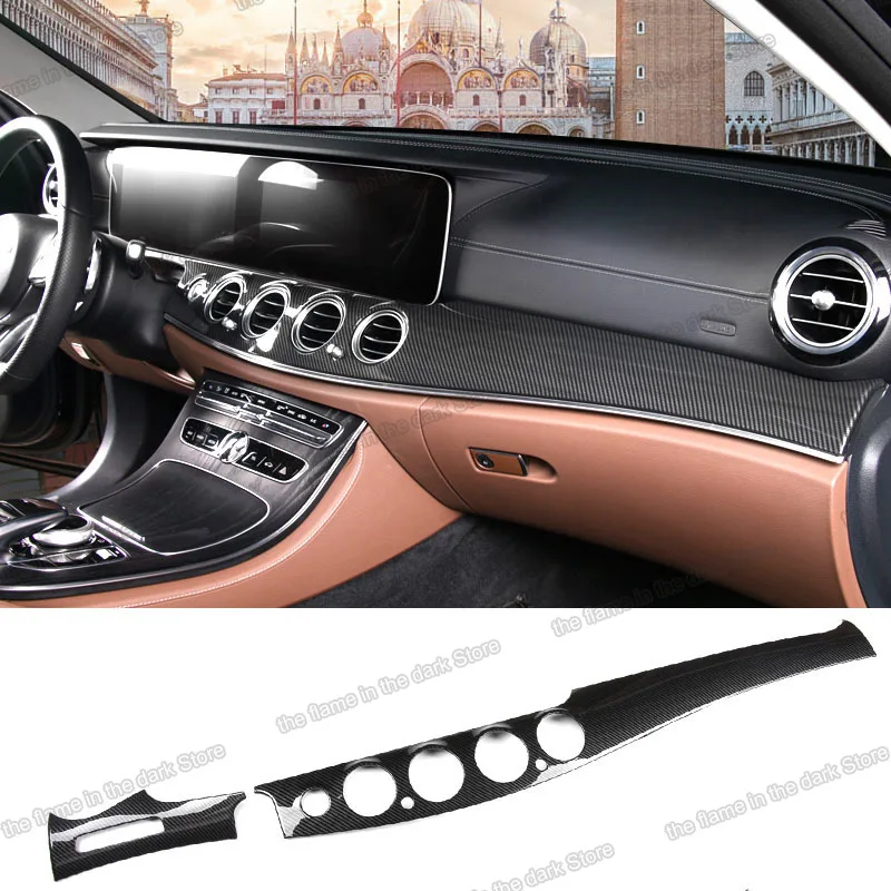 Carbon Fiber abs Car Dashboard Panel Trims for Mercedes Benz E Class W213 E200 E300 2016 2017 2018 2019 2020 Accessories E300