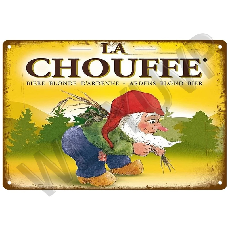 Hertog Jan Retro La Chouffe Metal Sign for Men, Poster, Plaque, Whisky, Belgium, Beer, Wall Decor, Vintage Poster Plates, Diversification, 18/Sign