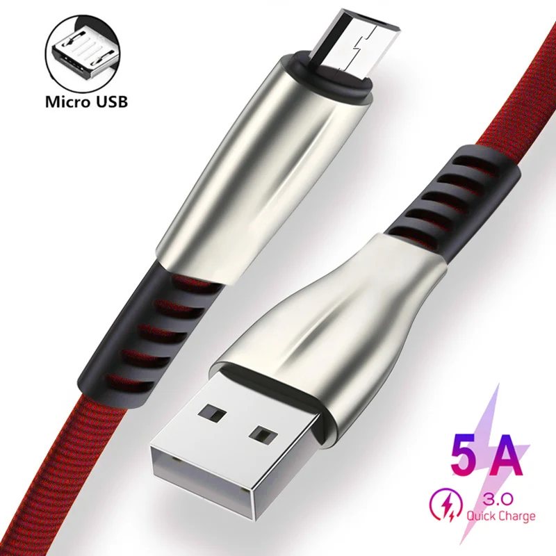 1M Zinc Alloy Braided Micro USB Fast Charging Data Wire For Huawei Y5 Y6 Y7 Y9 2018 Honor 8A 8S 8X 9 Lite Data Sync Phone Cable