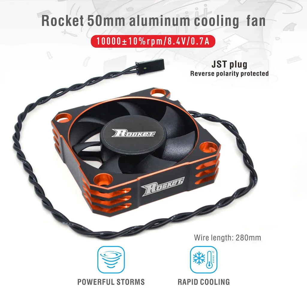 Surpass Hobby Rocket 25mm 30mm 36mm 40mm 50mm Aluminum Metal Cooling Fan For RC ESC Motor Heat Dissipation-Orange&Black