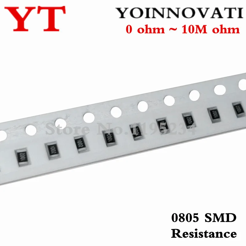 0805 SMD 칩 저항기, 1/4W 0R ~ 10M, 0 10R 100R 220R 330R 470R 1K 4.7K 10K 47K 100K 0 10 100 330 470 ohm, 100 개