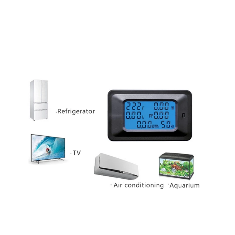 Imagem -02 - Painel Digital de Energia 20 a ac Lcd Medidor de Watt Voltagem Kwh Voltímetro Amperímetro Medidor Elétrico Embutido Agosto.