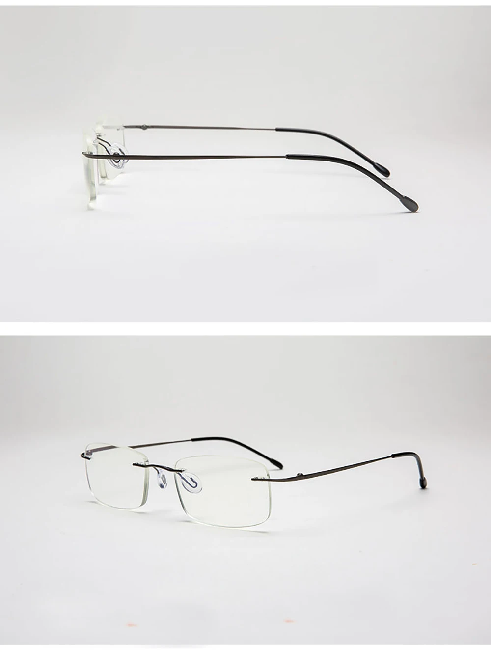 Randlose Lesebrille aus Titanlegierung, ultraleicht, quadratisch, flexibel, Presbyopie-Brille, Anti-Blue-Ray-Brille, Unisex – Detail 9